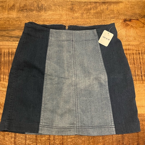 Free People Two Tone Denim Skirt - Picture 2 of 4